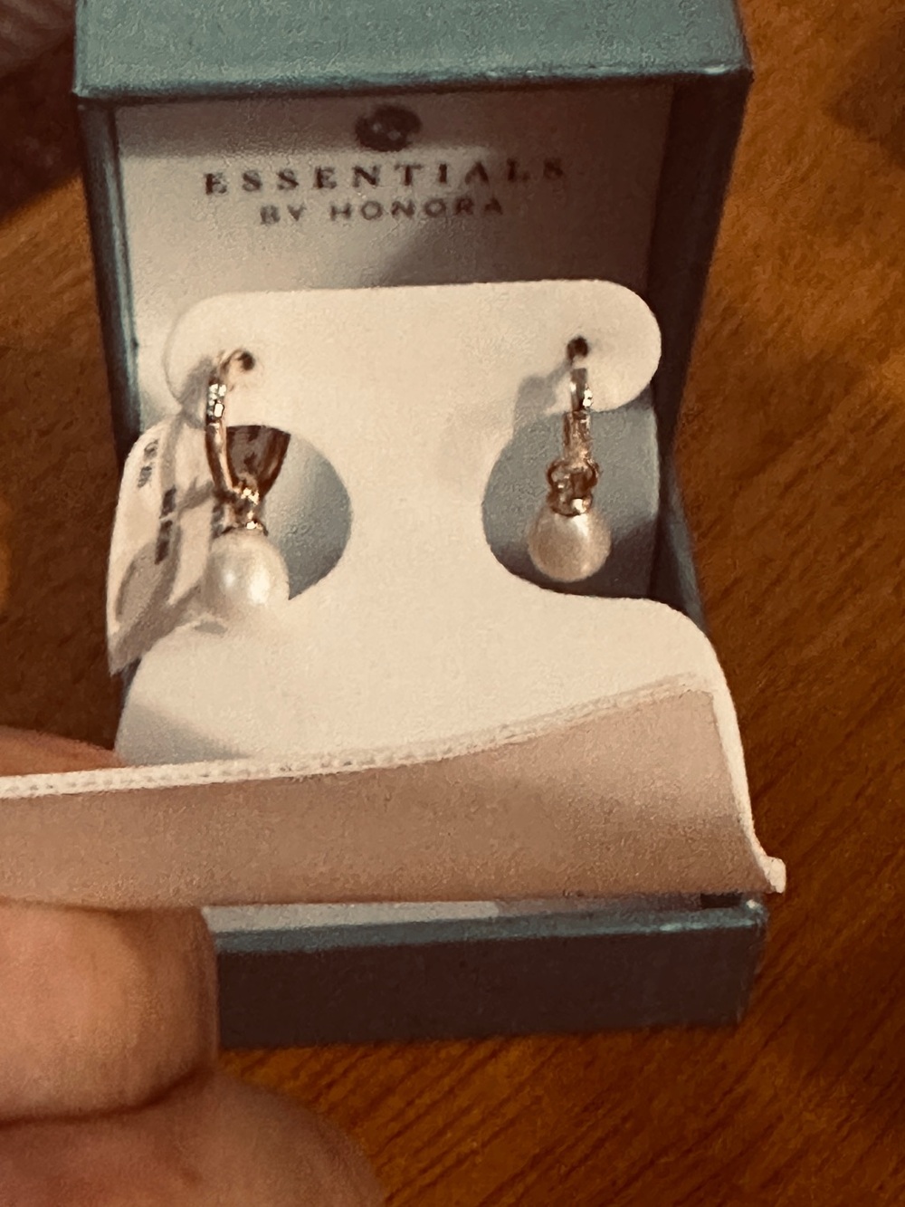 Essentials Gold-Tone Hoop Earrings with White Pearl Drops